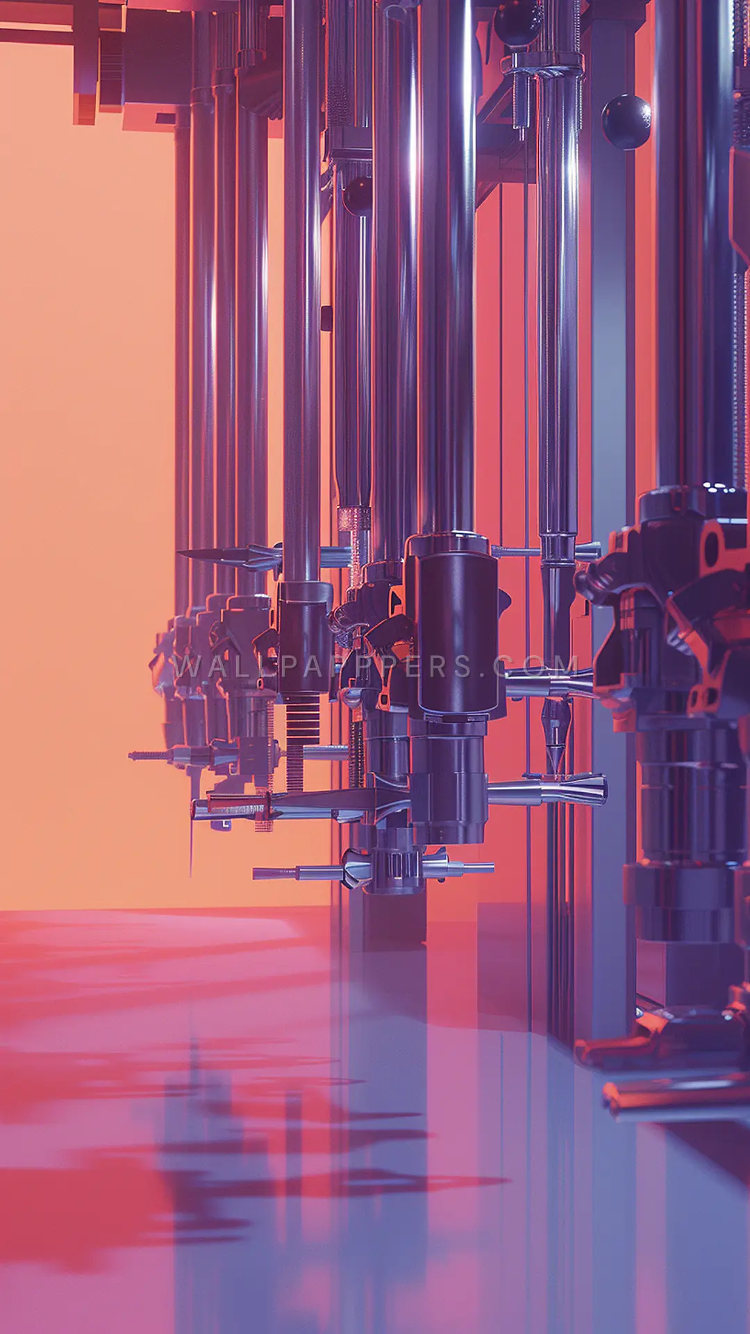 Sleek Chrome Tools, AI-generated cyberpunk phone wallpaper