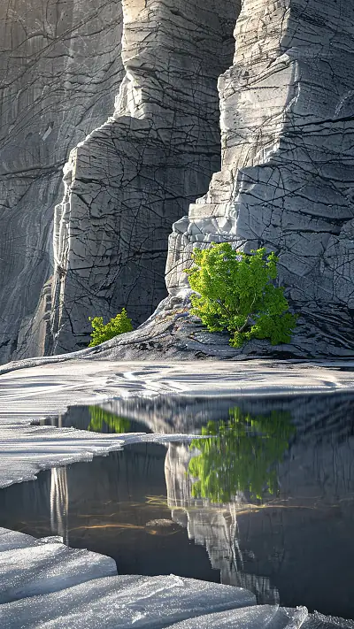 Dramatic Greenland Cliffs, AI-generated mountain phone wallpaper