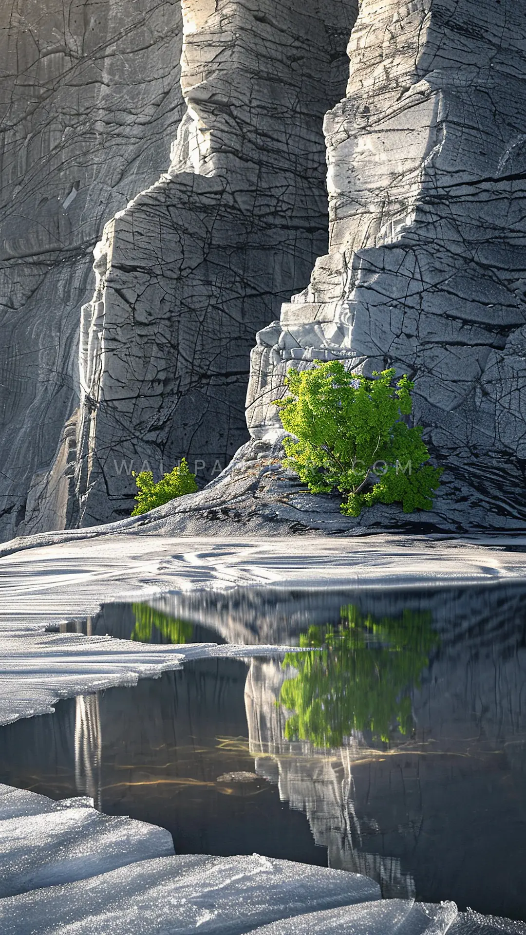 Dramatic Greenland Cliffs, AI-generated mountain phone wallpaper