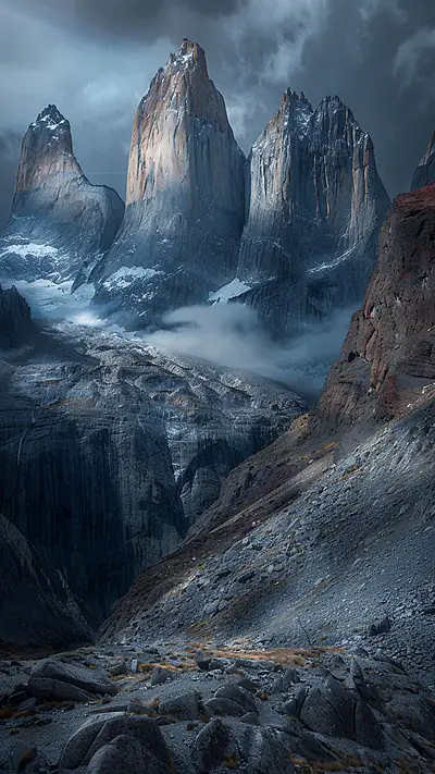 Torres Del Paine Massif, AI-generated mountain phone wallpaper