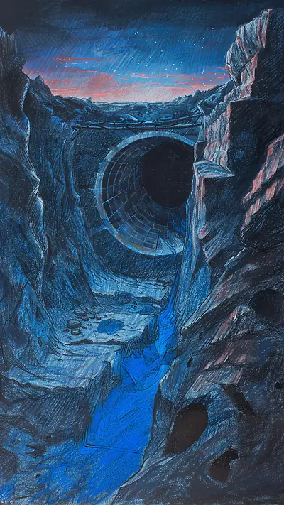 Asteroid Service Tunnel, AI-generated space phone wallpaper