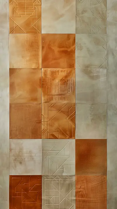 Textured Leather Tiles, AI-generated geometric phone wallpaper