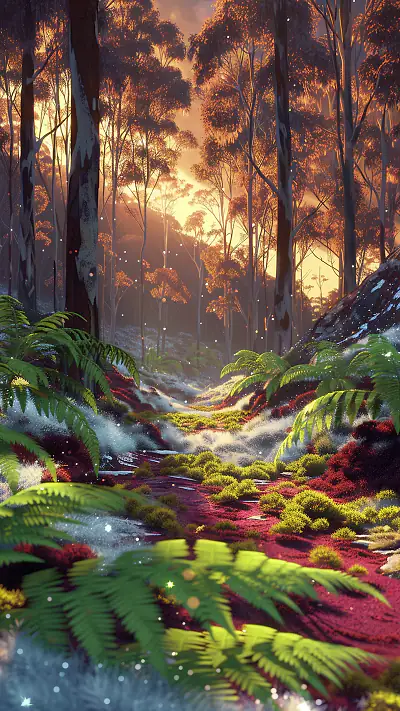 Tasmanian Highland Forest, AI-generated nature phone wallpaper