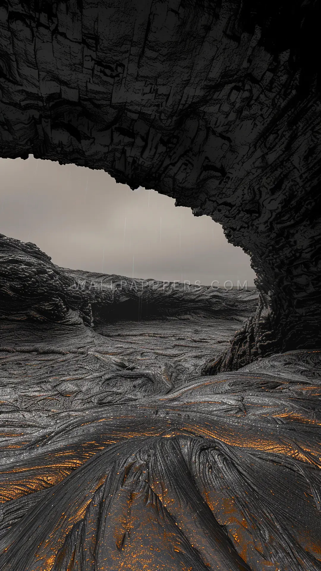Lava Tube Skylight, AI-generated volcanic phone wallpaper