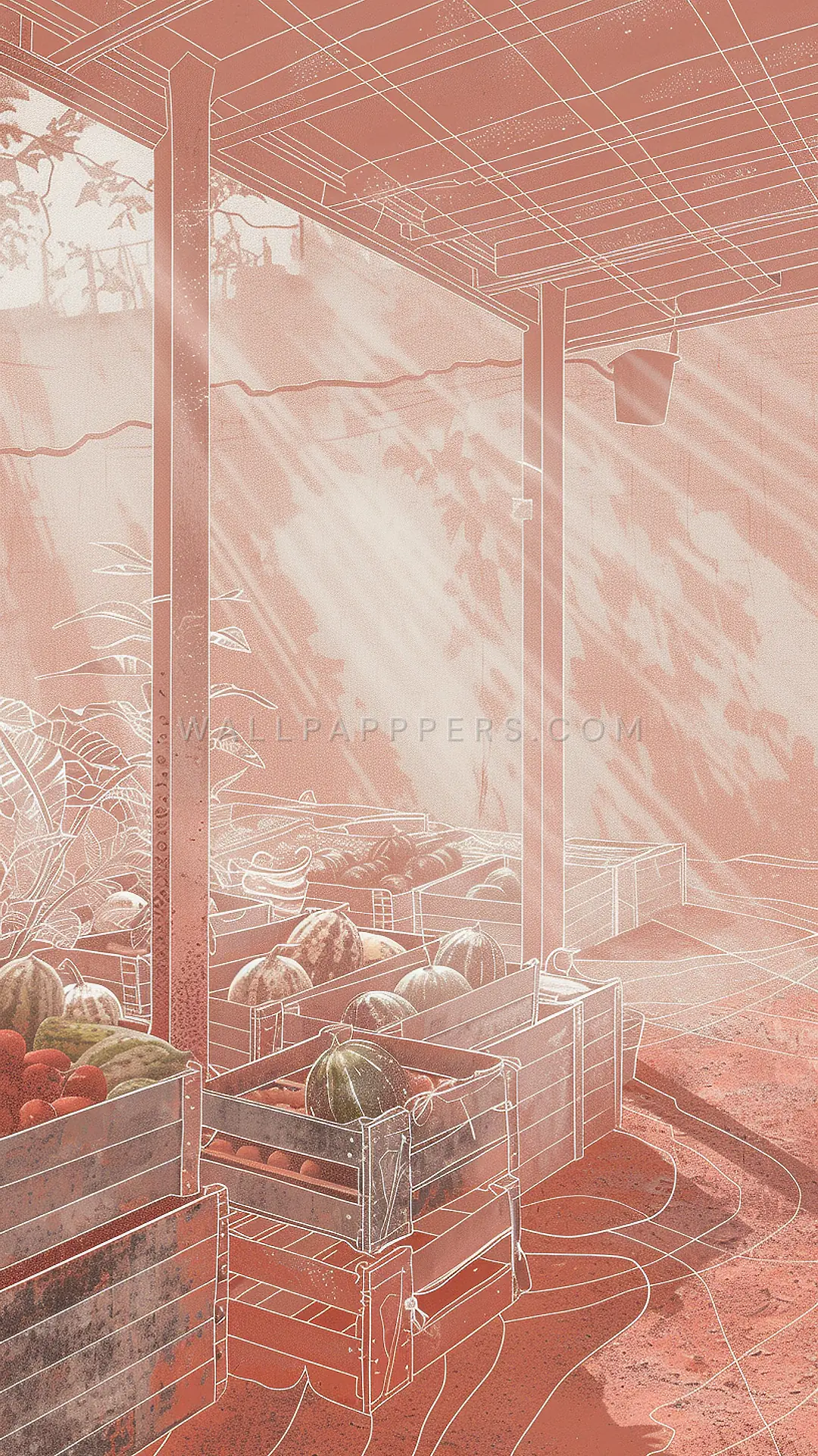Corner Store in Dust Storm, AI-generated food phone wallpaper