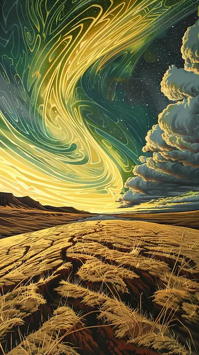 Aurora Over Alaskan Tundra, AI-generated aurora phone wallpaper