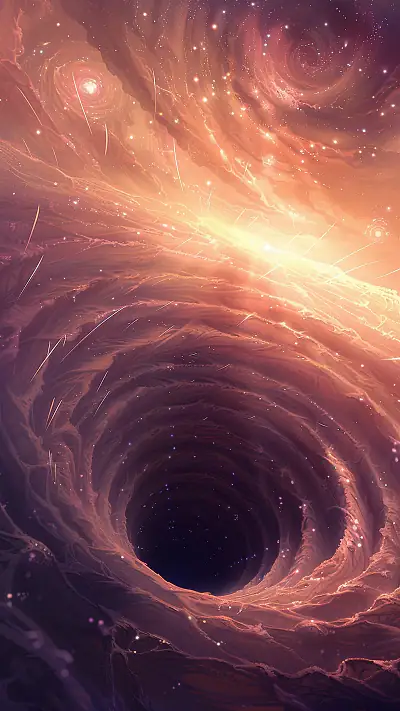 Spiraling Cosmic Well, AI-generated cosmic phone wallpaper