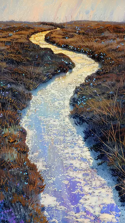 Path Through Connemara, AI-generated nature phone wallpaper