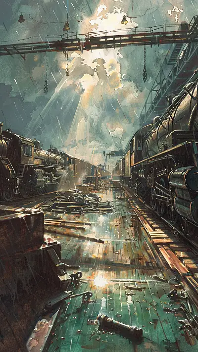Panama Canal Workshop, AI-generated mechanical phone wallpaper
