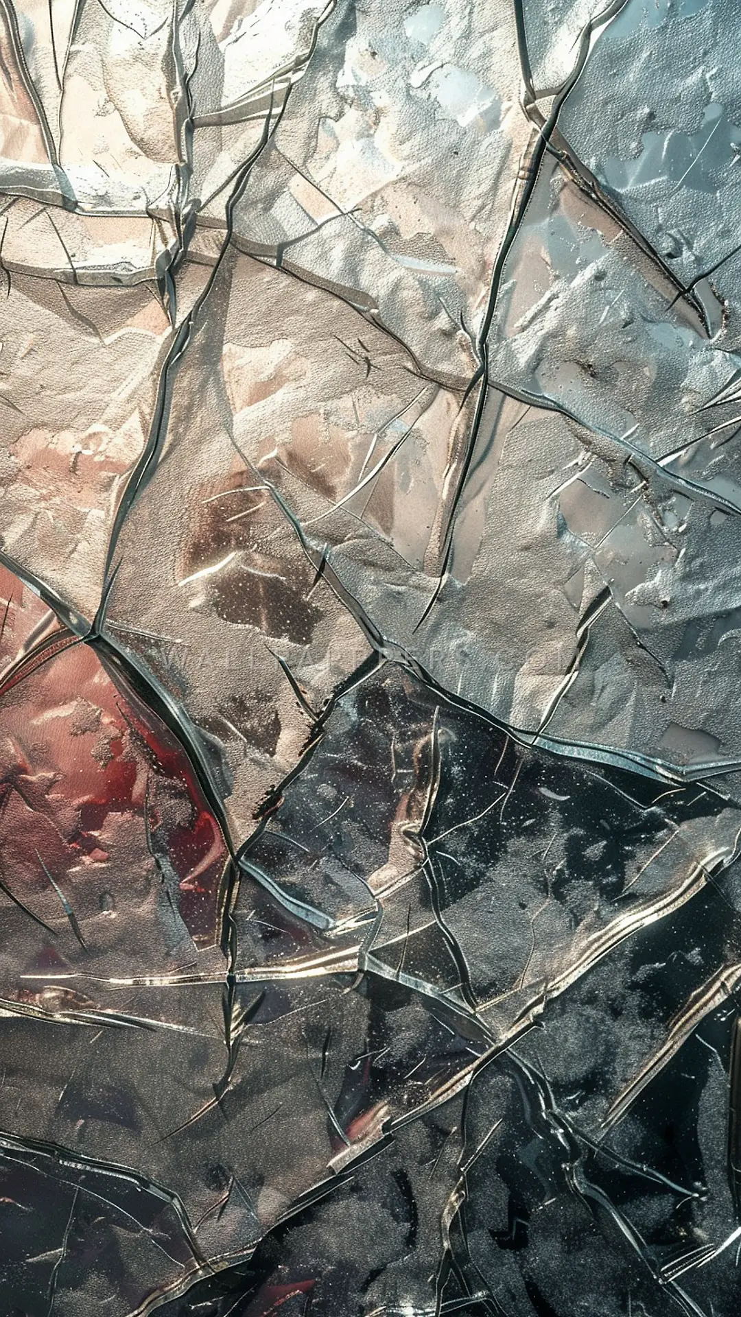 Cracked Mercury Glass, AI-generated texture phone wallpaper