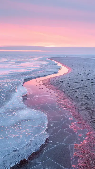 Shimmering Sandbank at Low Tide, AI-generated ocean phone wallpaper