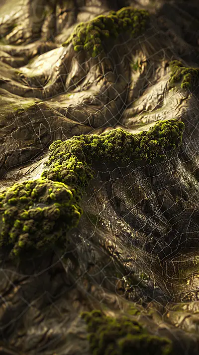 Textured Bark and Moss, AI-generated texture phone wallpaper