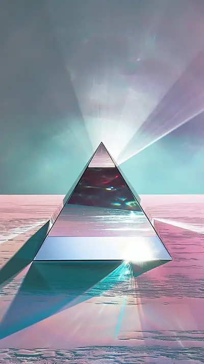 Dichroic Glass Pyramid, AI-generated vaporwave phone wallpaper