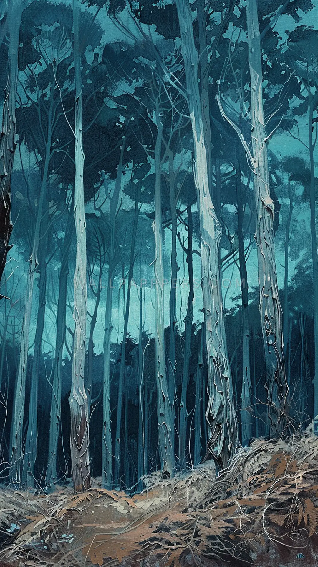 Hawaiian Forest at Dusk, AI-generated forest phone wallpaper