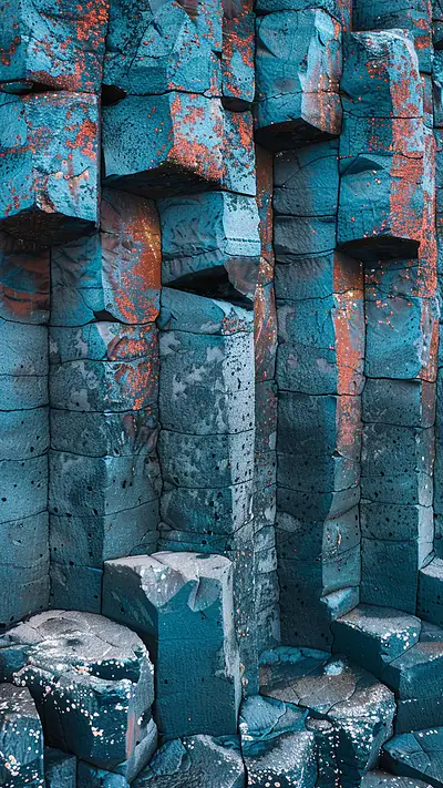 Basalt Column Textures, AI-generated texture phone wallpaper