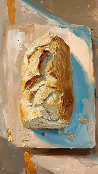 Freshly Baked Bread Loaf, AI-generated food phone wallpaper