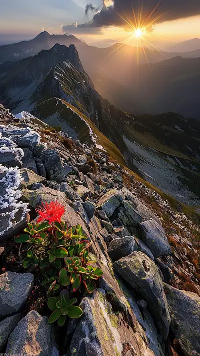 Carpathian Mountains at Dusk, AI-generated landscape phone wallpaper