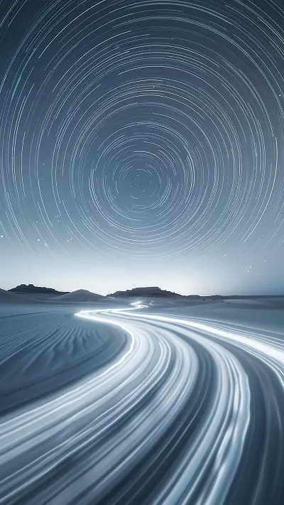 Starlit Desert Landscape, AI-generated desert phone wallpaper