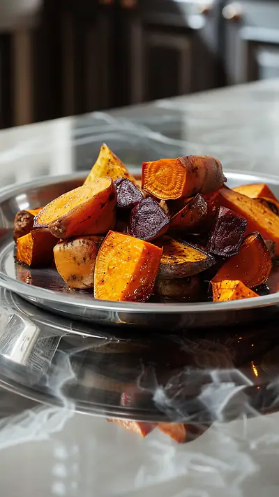 Assorted Roasted Root Vegetables, AI-generated food phone wallpaper