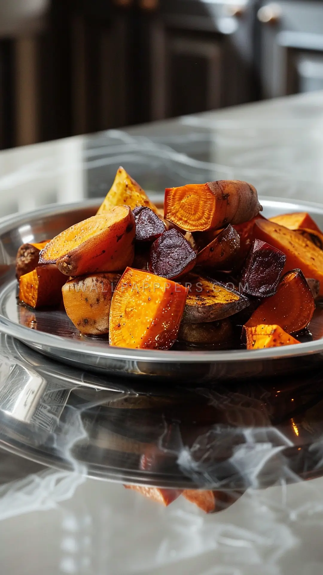 Assorted Roasted Root Vegetables, AI-generated food phone wallpaper