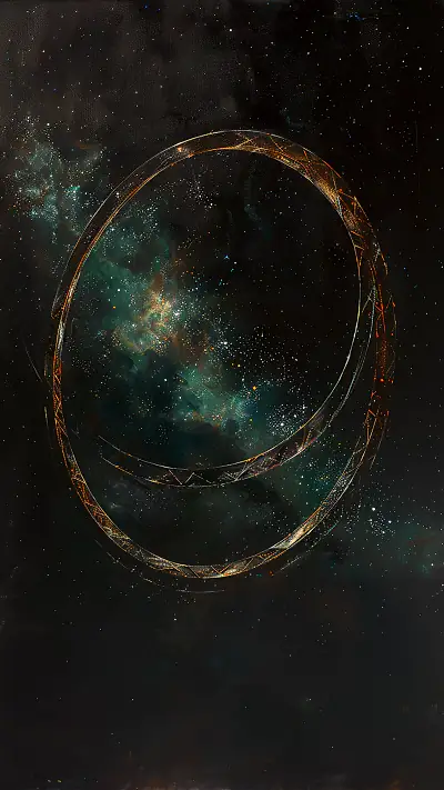 Orbital Ring in Space, AI-generated space phone wallpaper
