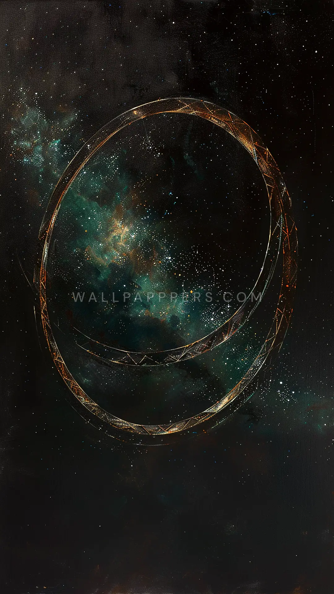 Orbital Ring in Space, AI-generated space phone wallpaper
