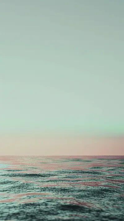 Tranquil Ocean Horizon, AI-generated vaporwave phone wallpaper