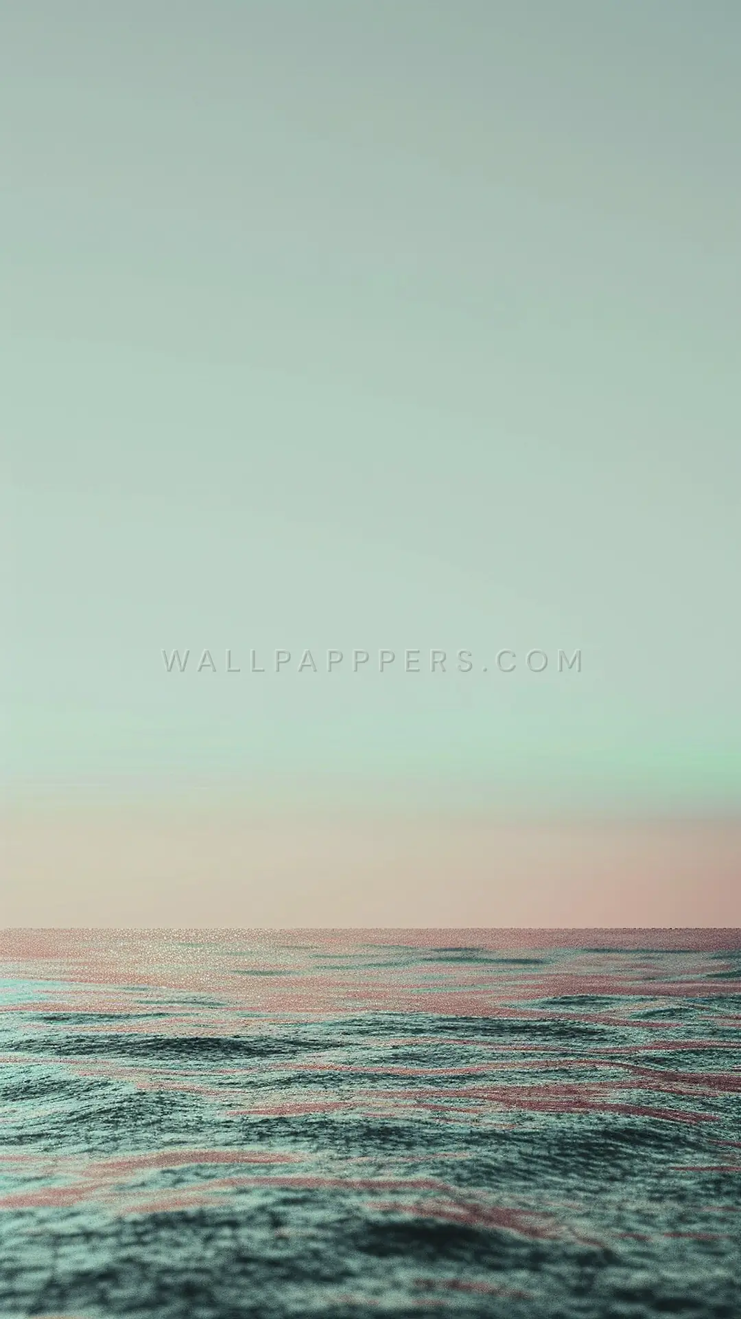 Tranquil Ocean Horizon, AI-generated vaporwave phone wallpaper