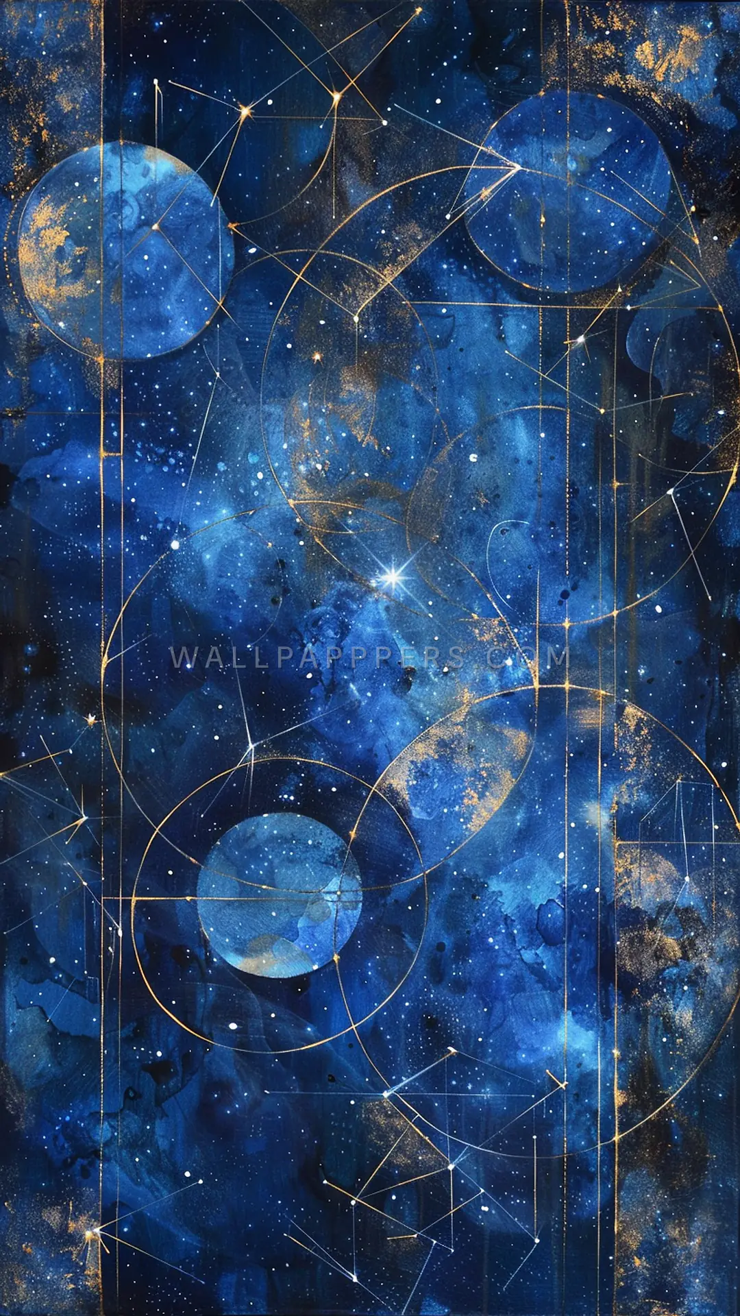 Nebula with Geometric Shapes, AI-generated sci-fi phone wallpaper