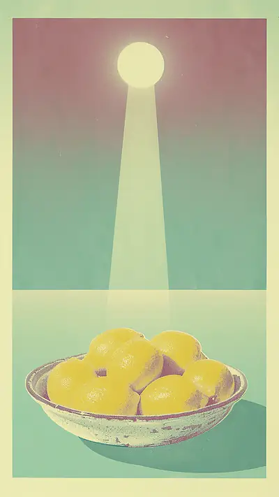 Bowl of Lemons, AI-generated minimalist phone wallpaper