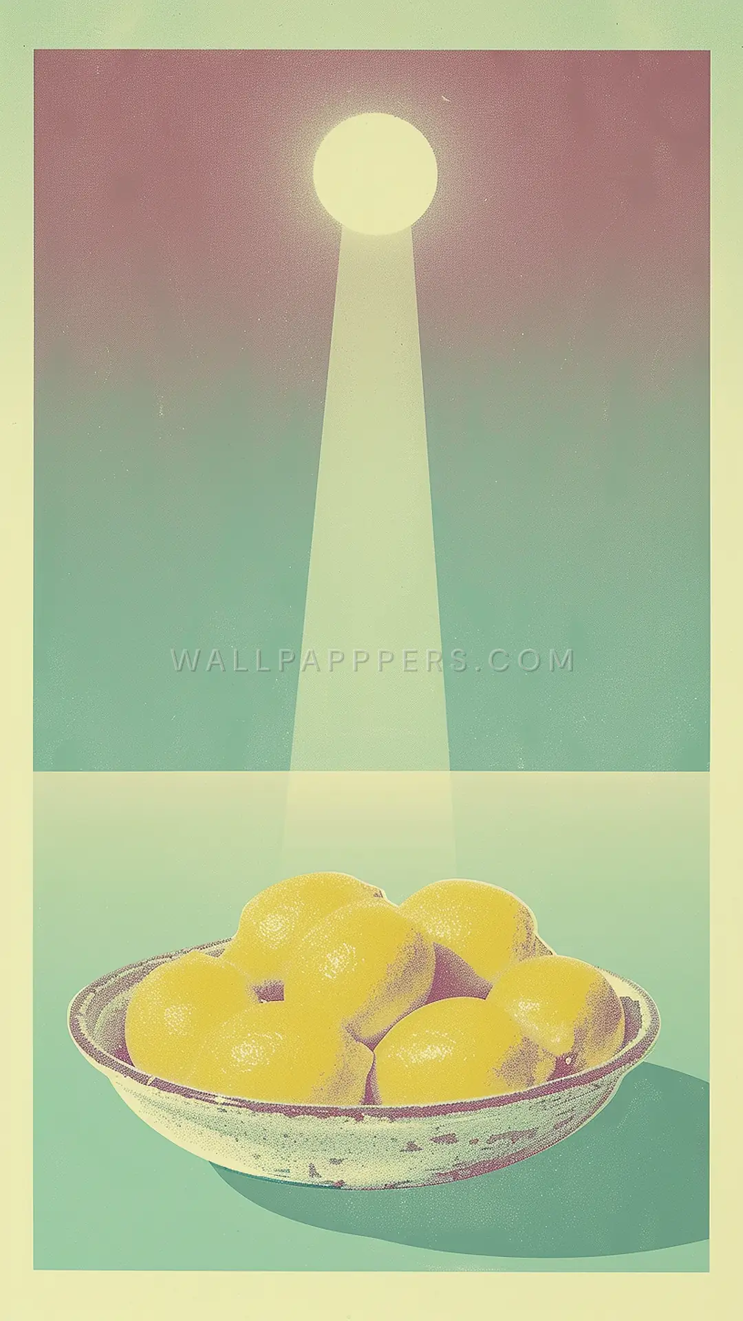 Bowl of Lemons, AI-generated minimalist phone wallpaper