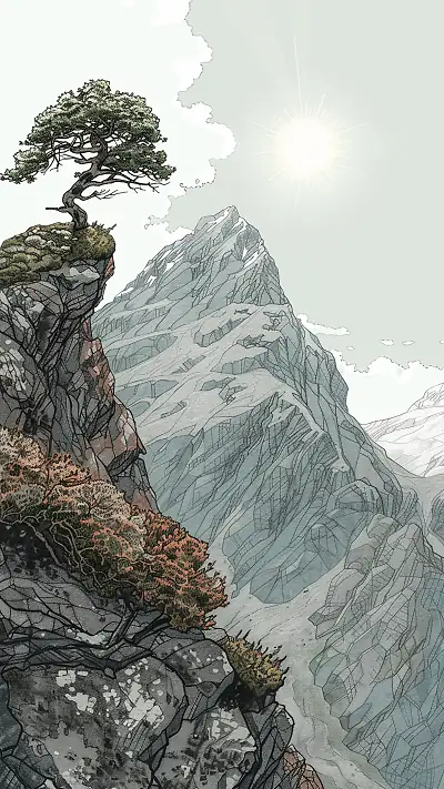 Scottish Highlands Peak, AI-generated mountain phone wallpaper