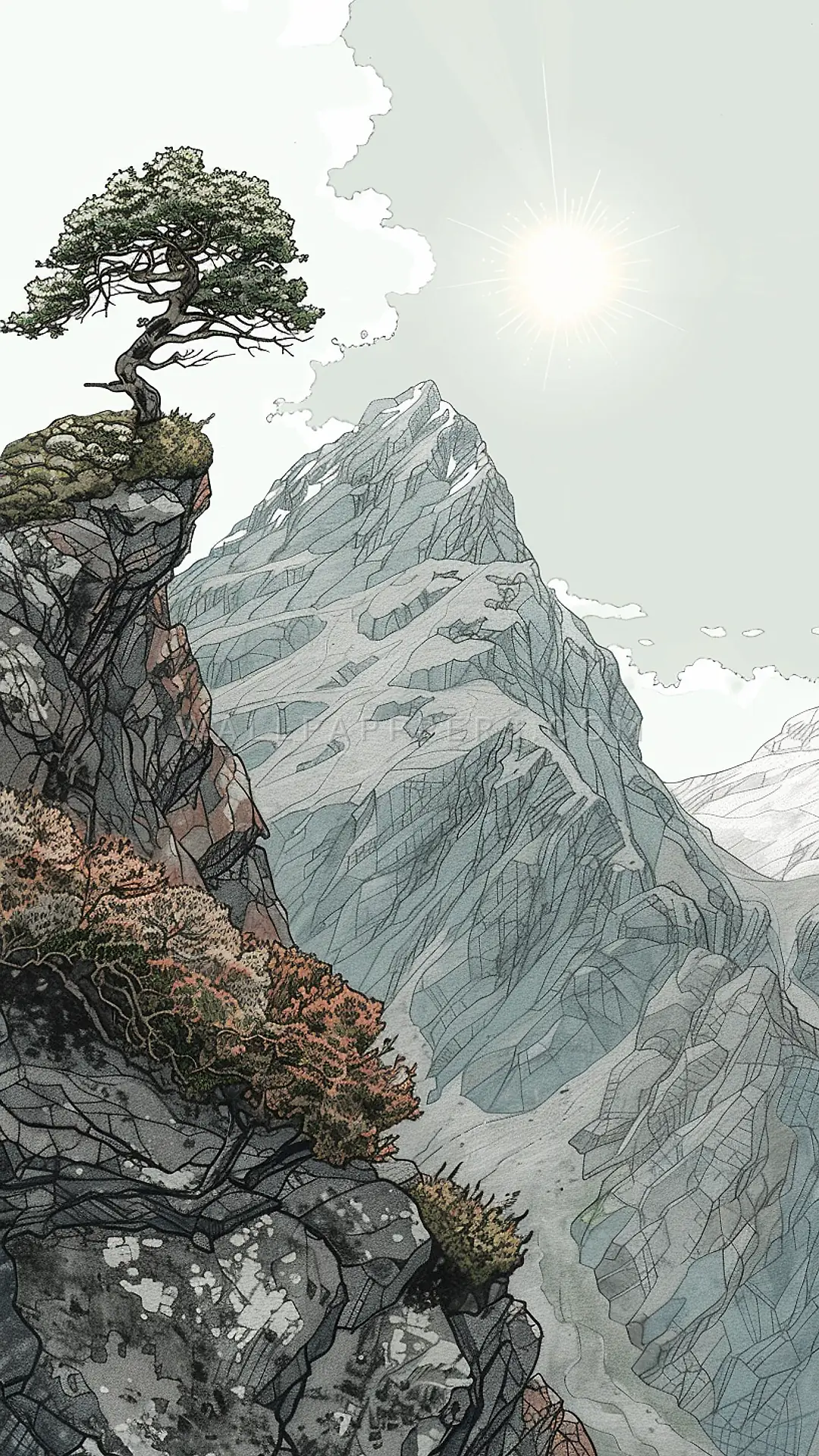 Scottish Highlands Peak, AI-generated mountain phone wallpaper