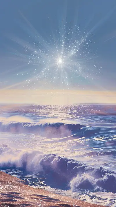 Sweeping Ocean Sunrise, AI-generated ocean phone wallpaper