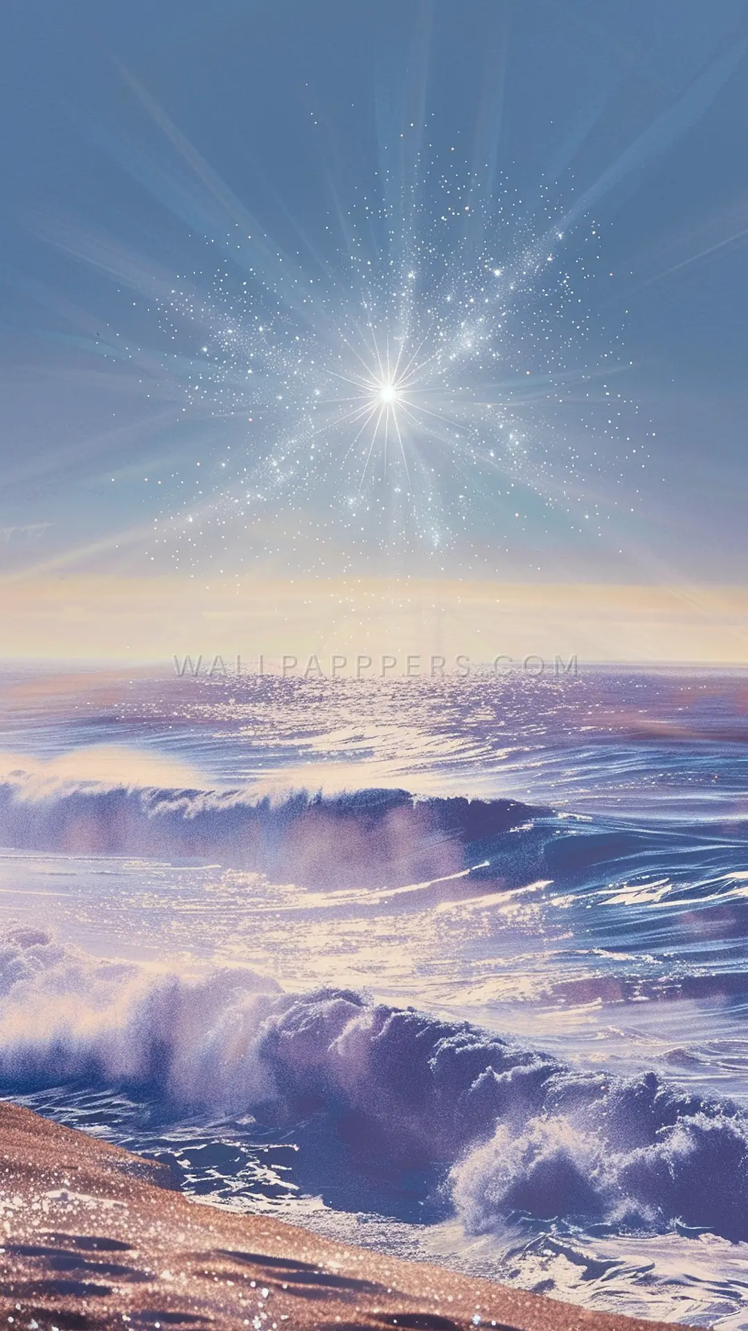 Sweeping Ocean Sunrise, AI-generated ocean phone wallpaper