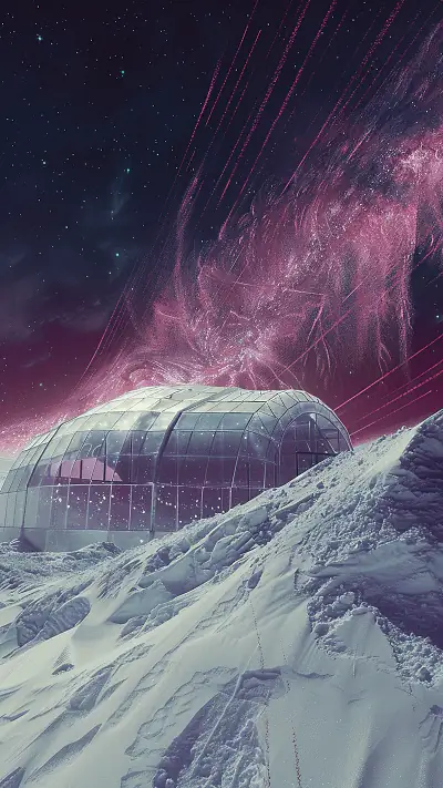 Greenhouse in Cosmic Void, AI-generated cosmic phone wallpaper