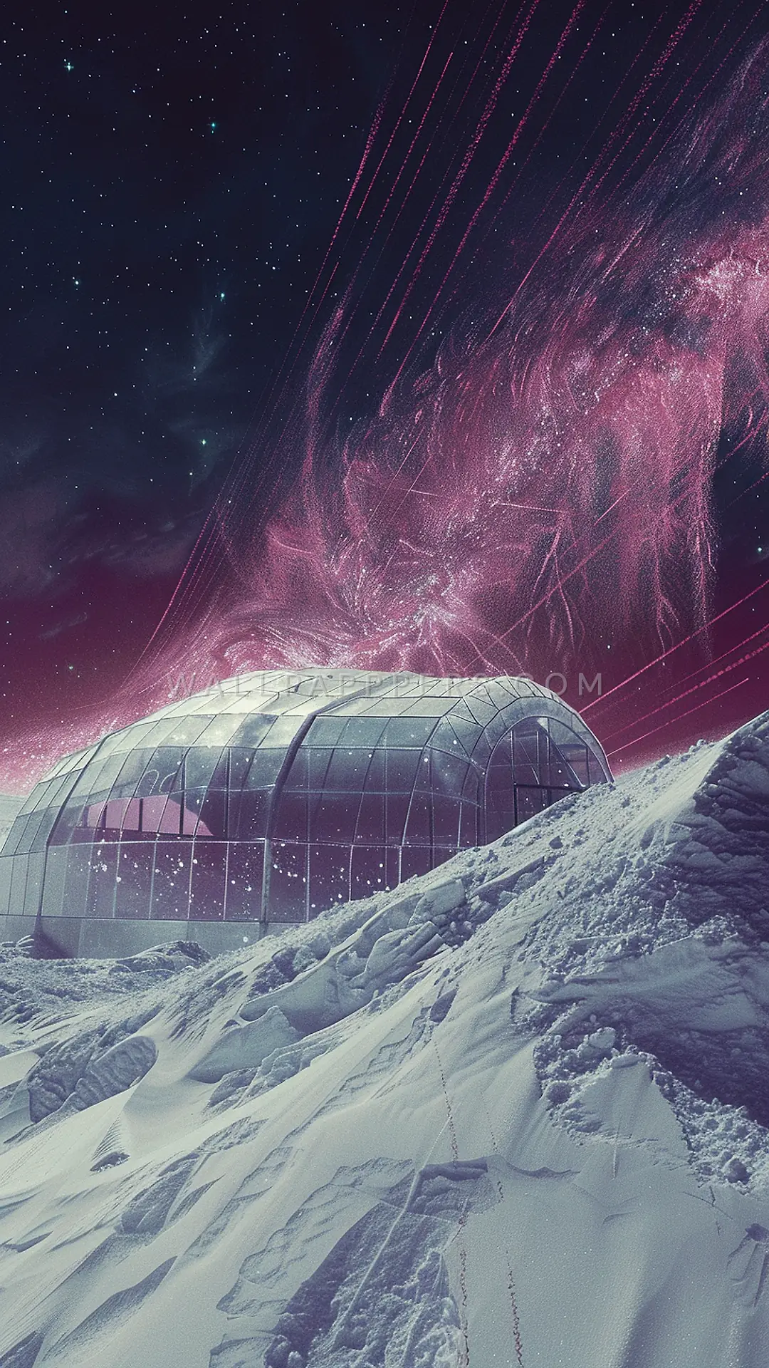Greenhouse in Cosmic Void, AI-generated cosmic phone wallpaper