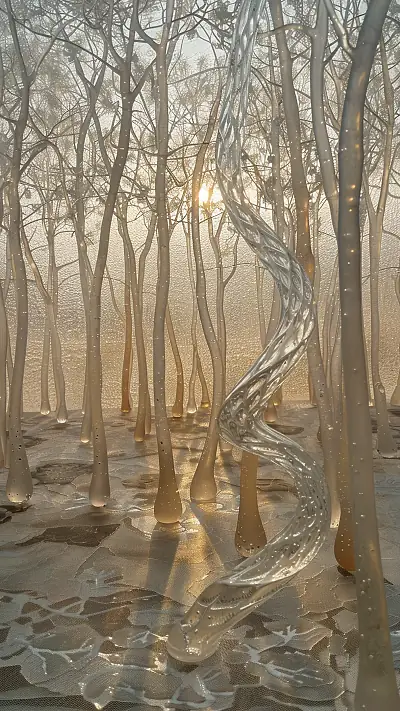 Translucent Glass Forest, AI-generated surreal phone wallpaper