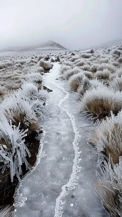 Andean Ice Path, AI-generated crystals phone wallpaper