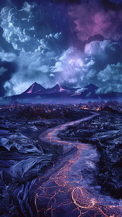 Arenal Foothills at Night, AI-generated volcanic phone wallpaper
