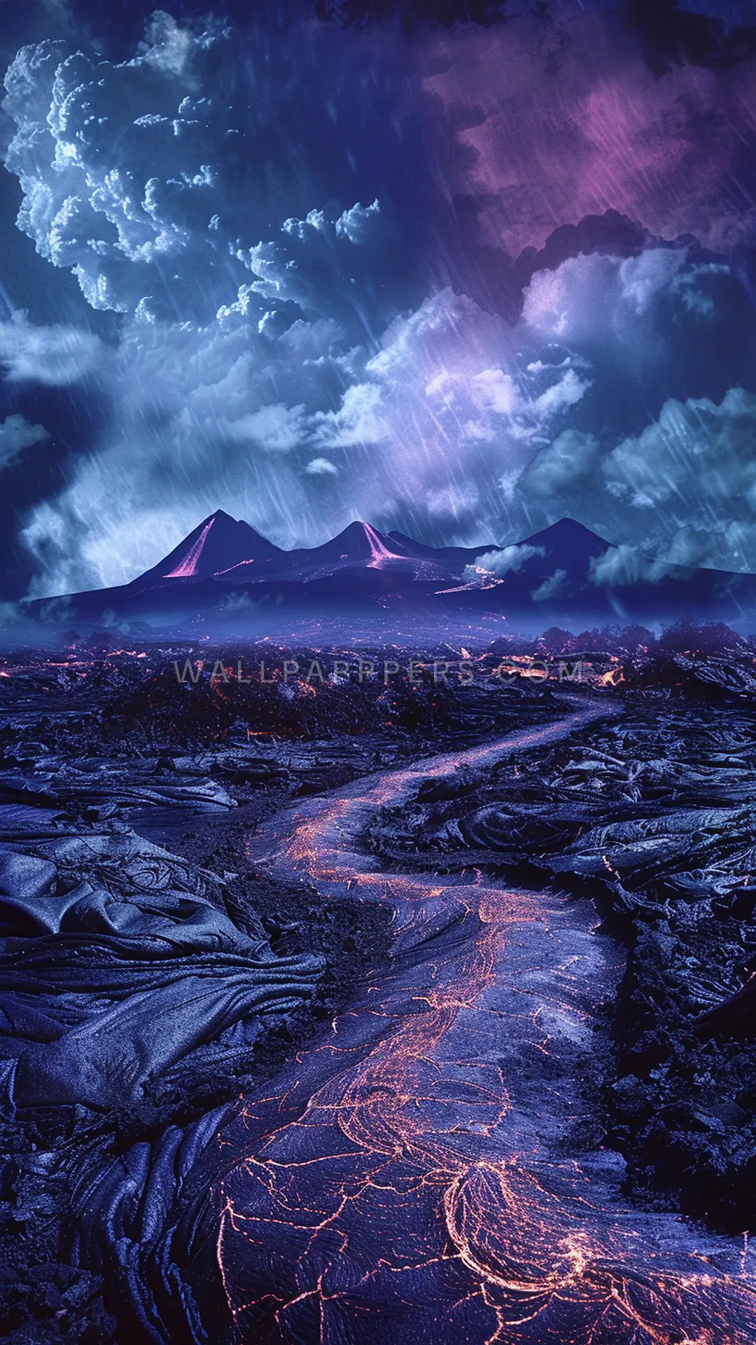 Arenal Foothills at Night, AI-generated volcanic phone wallpaper