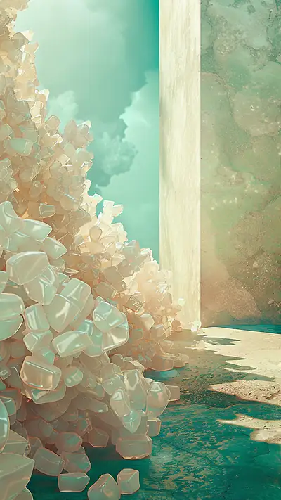 Cluster of Ooliths, AI-generated crystals phone wallpaper