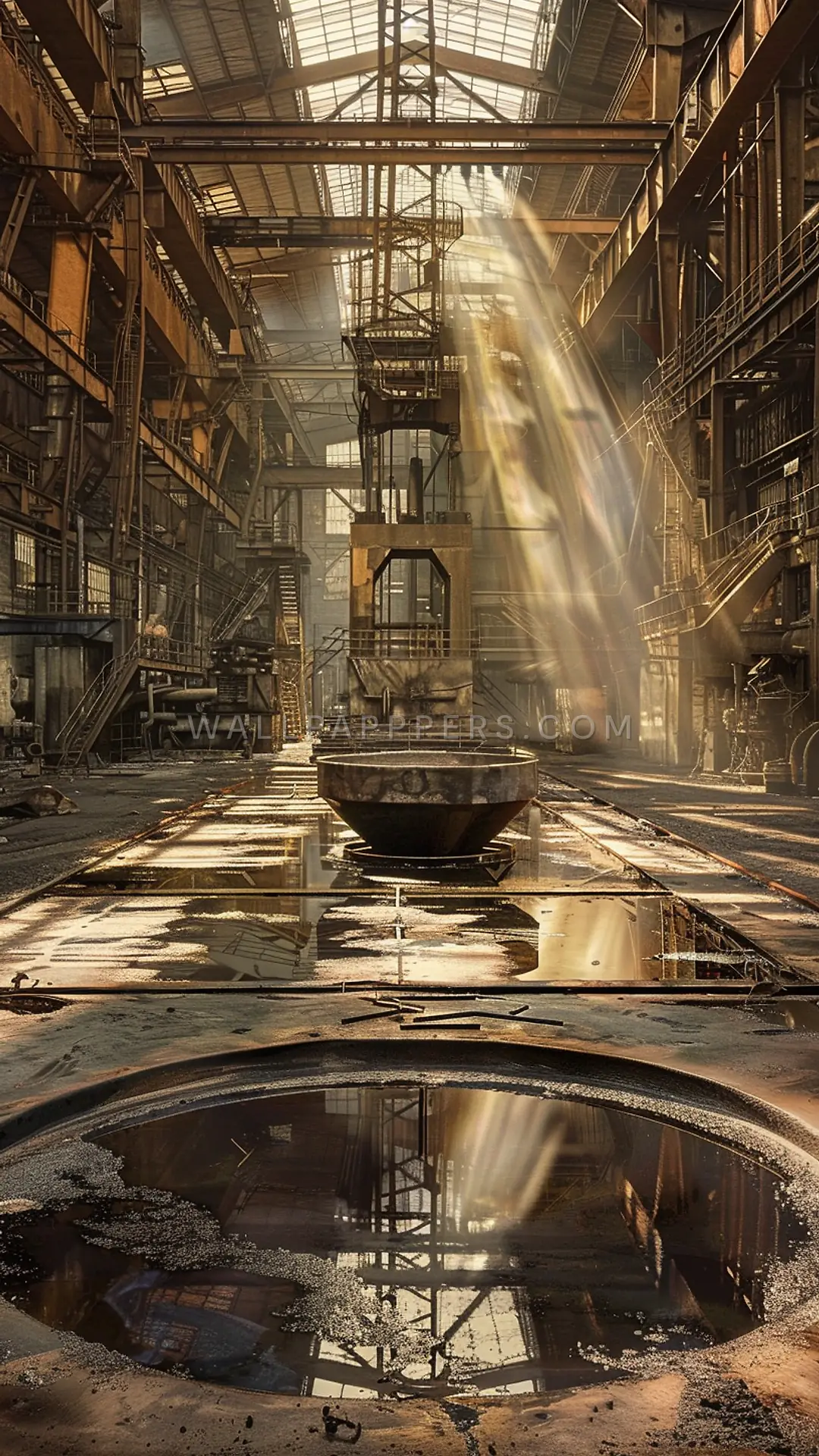 Foundry and Gantry Crane, AI-generated mechanical phone wallpaper