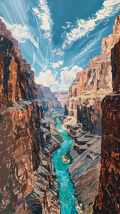 Defying Gravity Canyon, AI-generated surreal phone wallpaper