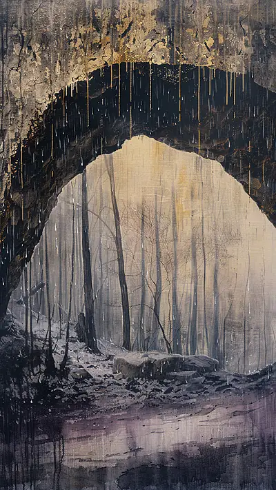 Ancient Cave Dwelling, AI-generated ruins phone wallpaper