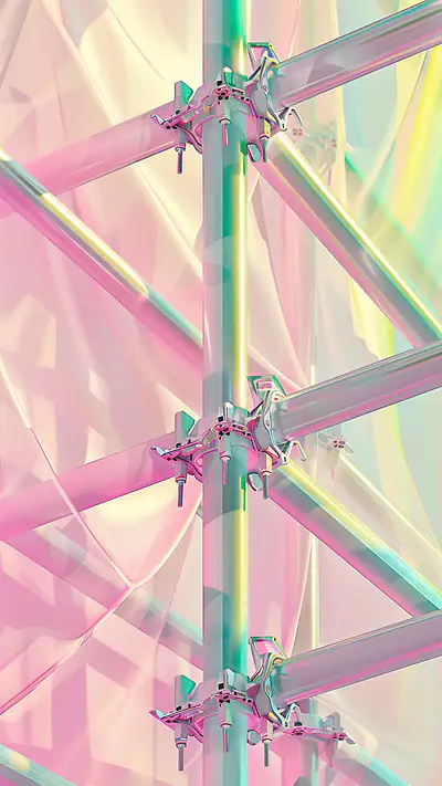 Geometric Tube Scaffold, AI-generated geometric phone wallpaper