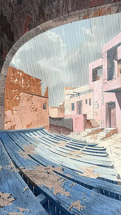 Dhow Yard in Sur, AI-generated urban phone wallpaper