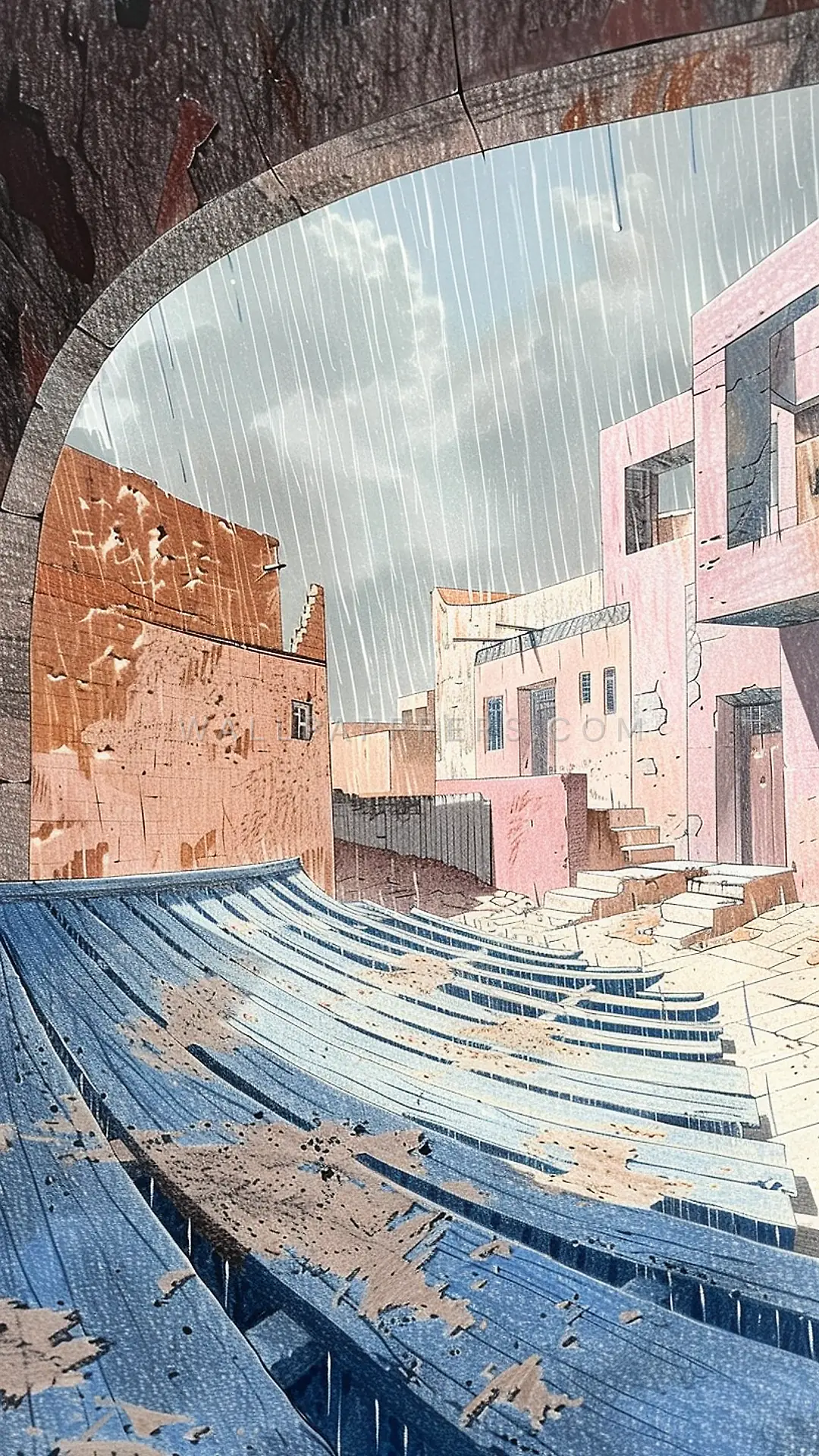 Dhow Yard in Sur, AI-generated urban phone wallpaper