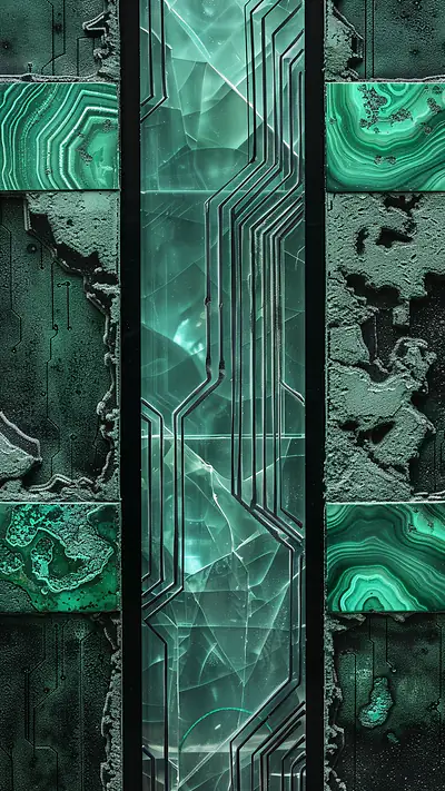 Circuit Board Geometry, AI-generated geometric phone wallpaper