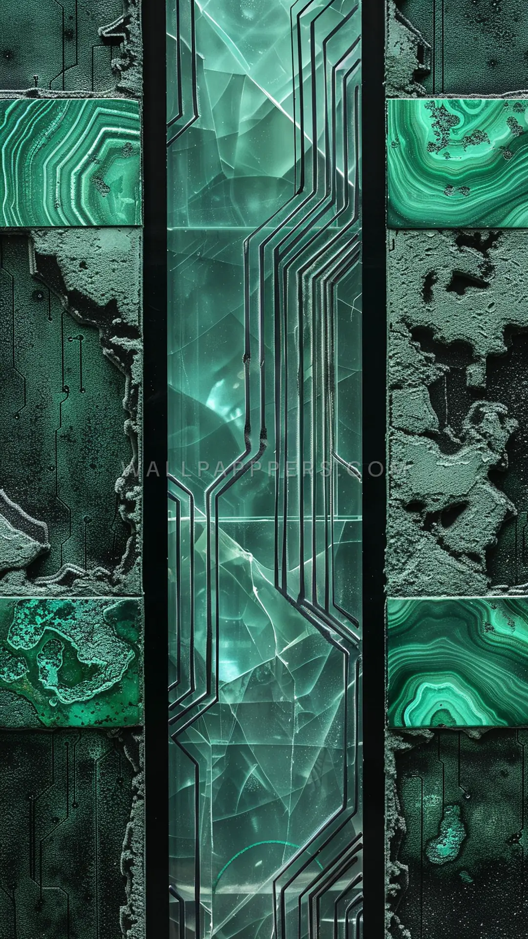 Circuit Board Geometry, AI-generated geometric phone wallpaper